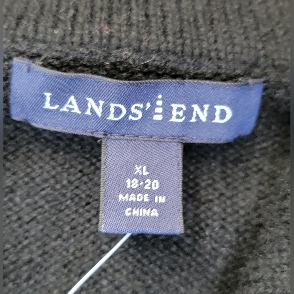 Lands' End 100% Cashmere 1/4 Zip Sweater Womens 18-20 Black /White Moc Neck NWOT - Picture 6 of 11